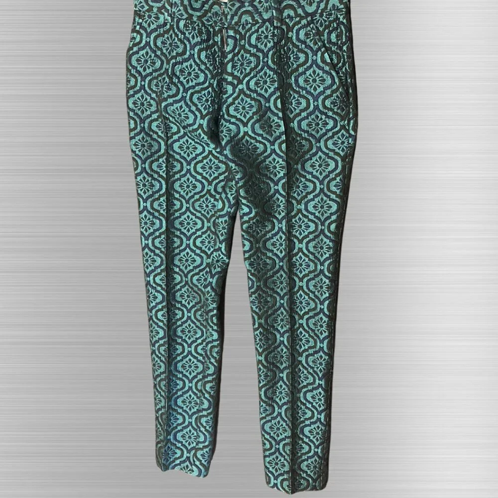 Men's Patterned Blue Teal Stretch Pants - Picture 4 of 7